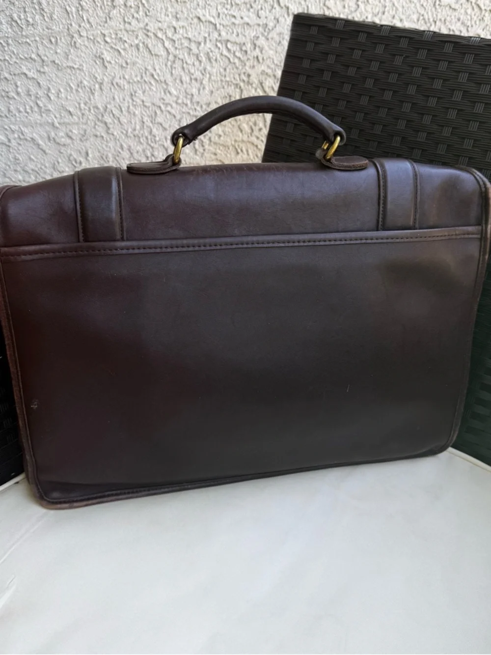 Vintage Coach Essex 5274 Briefcase Brown Leather USA Brass Turnlock 90s